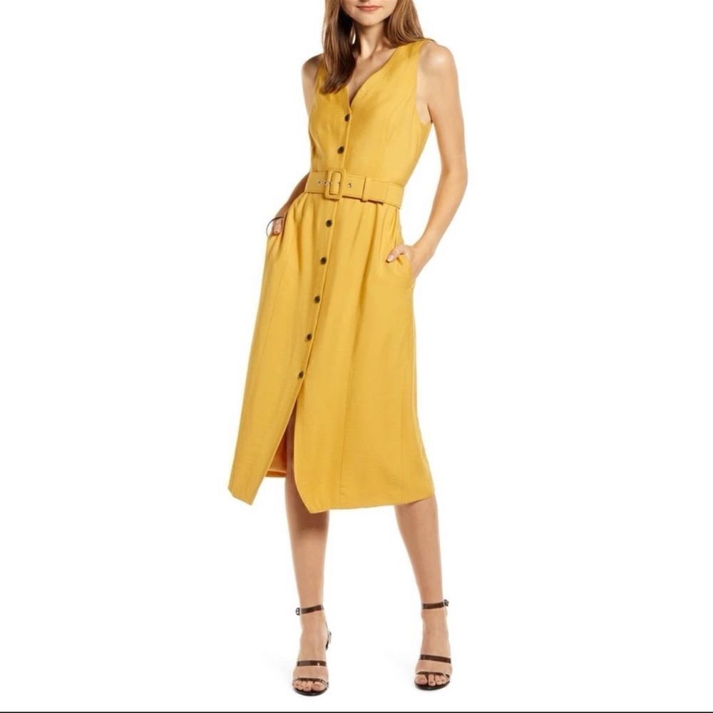 Something Navy Marigold Button Front Dress